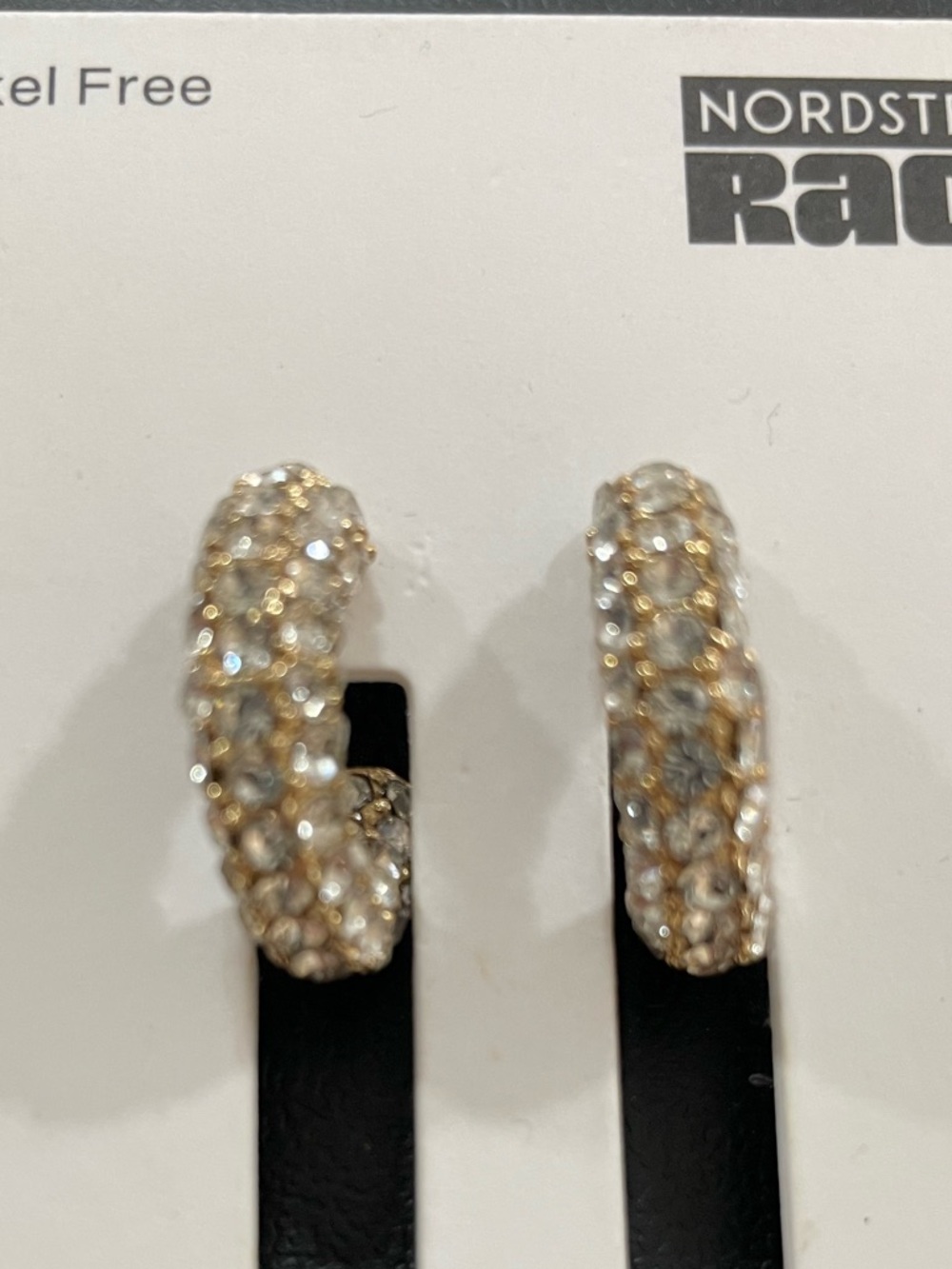 Nordstrom Gold Crystal Pave hoop pierced Earrings